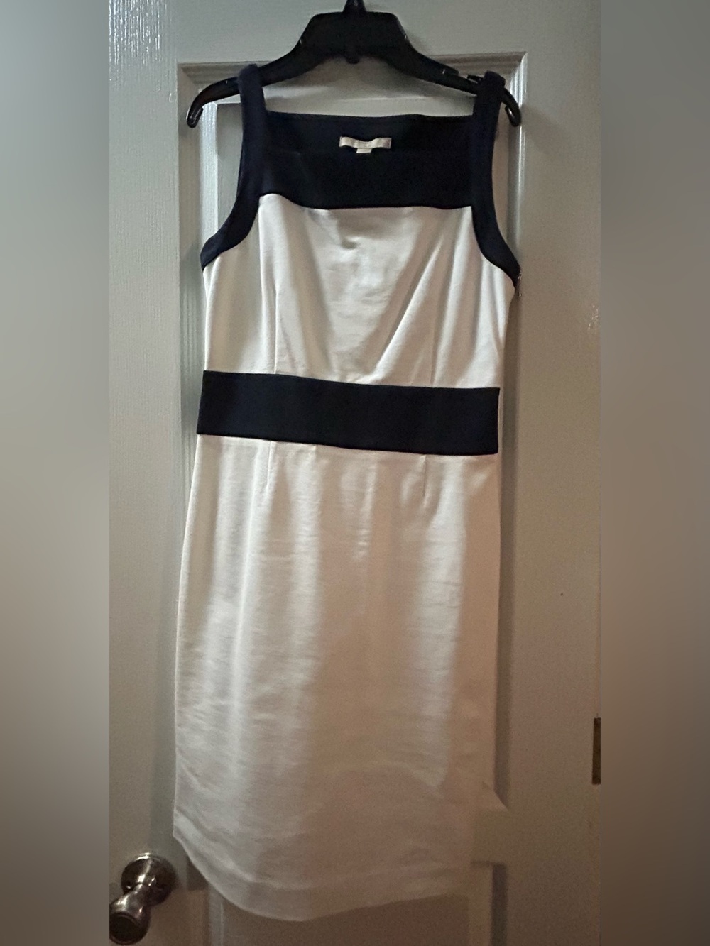 Banana Republic Black and White Sleeveless Midi Sheath Dress